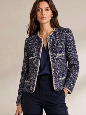 Talbots Tweed Blazer Women Purple   Wool Office Jacket size 22W